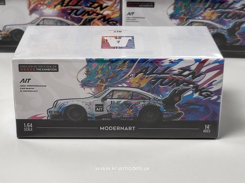 Mô hình xe Porsche 964 RWB Rauth Welt high tail blue Dragon tỉ lệ 1:64 Modern Art More Art MD640870