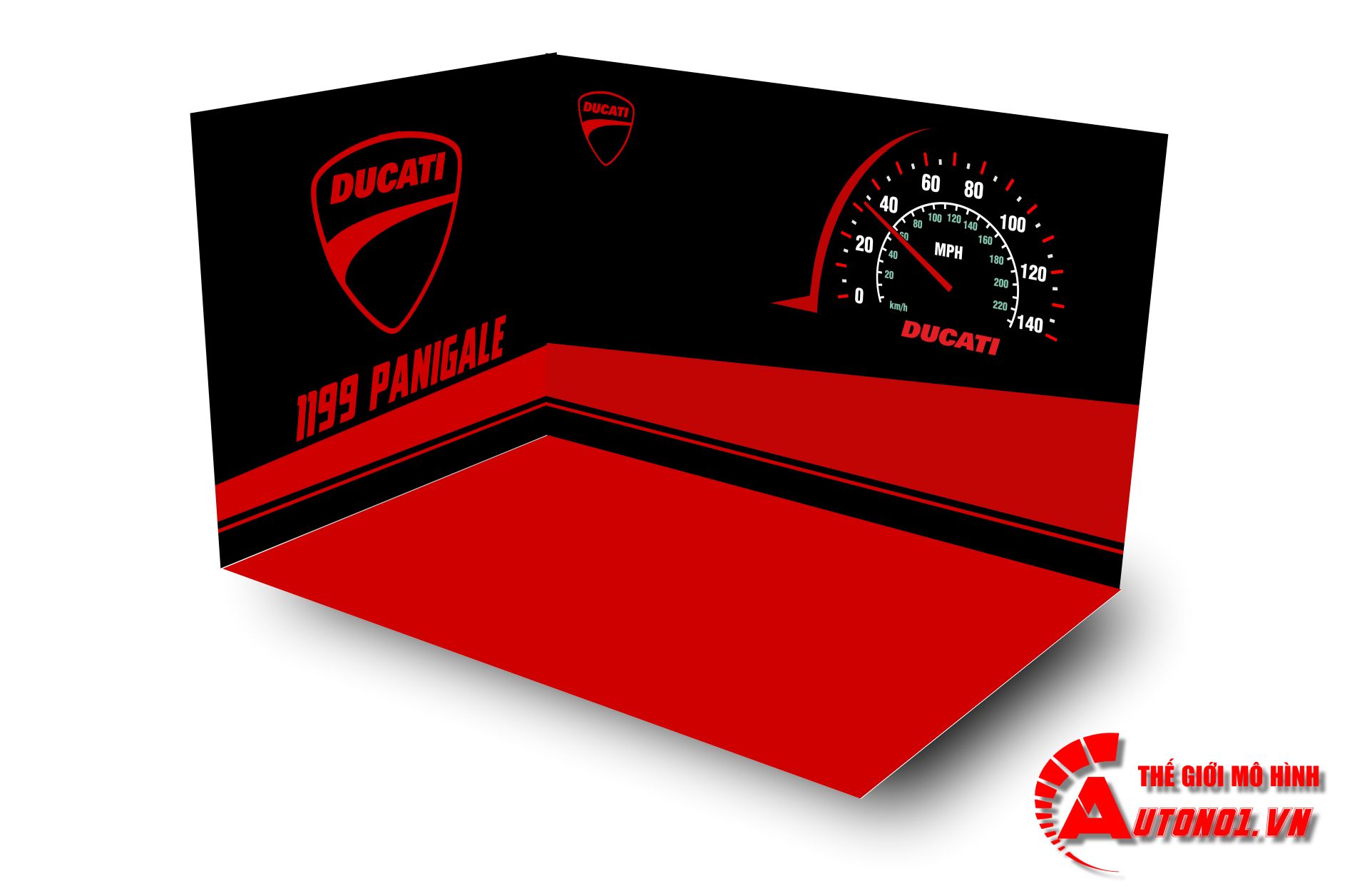 DIORAMA 1:18 MÔ TÔ SHOWROOM DUCATI 20X18X15CM DR008C
