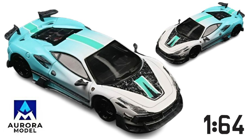Mô hình xe Ferrari F8XX Mansory carbon fiber song green limited 499pcs tỉ lệ 1:64 Aurora model AM646515
