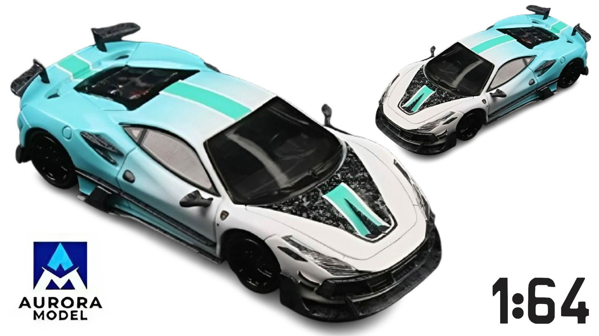 Mô hình xe Ferrari F8XX Mansory carbon fiber song green limited 499pcs tỉ lệ 1:64 Aurora model AM646515