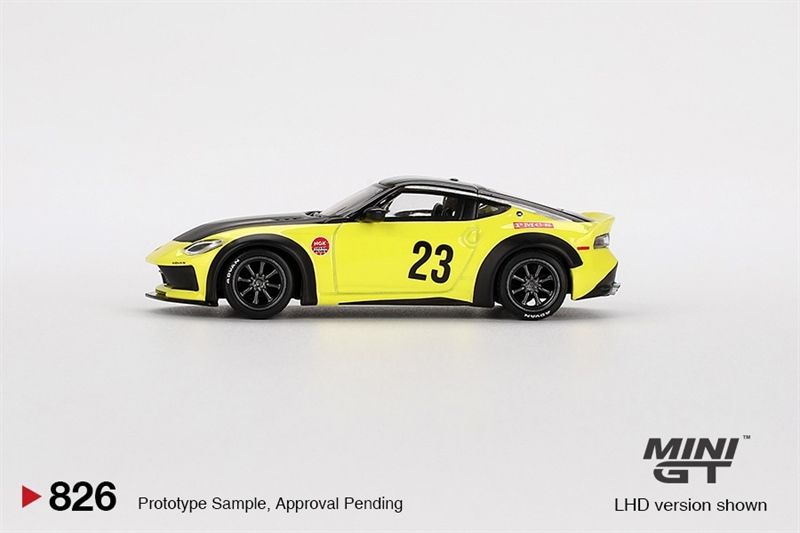 Mô hình xe Nissan Z LB★NATION WORKS Ikazuchi Yellow BẢN card tỉ lệ 1:64 MiniGT MGT00826-BL