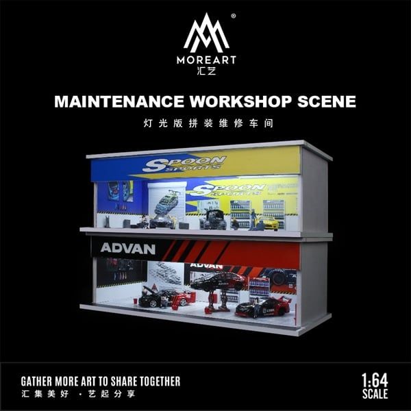 Hộp trưng bày mica mô phỏng Workshop ADVAN kích thước 30x13.3x10cm tỉ lệ 1:64 MoreArt MO914104