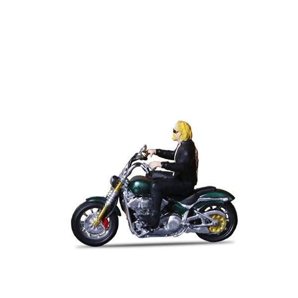 Mô hình xe và nhân vật figure Harley men's motorcycle party green tỉ lệ 1:64 MoreArt MO222132