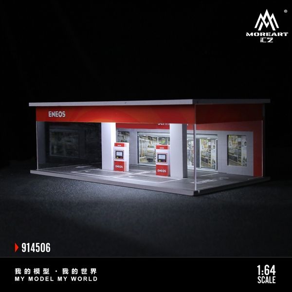 Hộp trưng bày mô phỏng trạm xăng dầu ENEOS có đèn - mica bảo vệ tỉ lệ 1:64 MoreArt MO914506