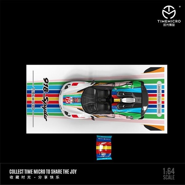 Mô hình xe Porsche 918 Spyder Le Mans Livery tỉ lệ 1:64 Time micro TM643521