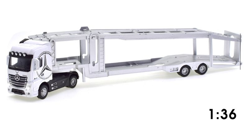 Mô hình xe đầu kéo chở xe truck trailer Mecedes Benz Actros có đầu kim loại 41x6x8cm tỉ lệ 1:36 8231