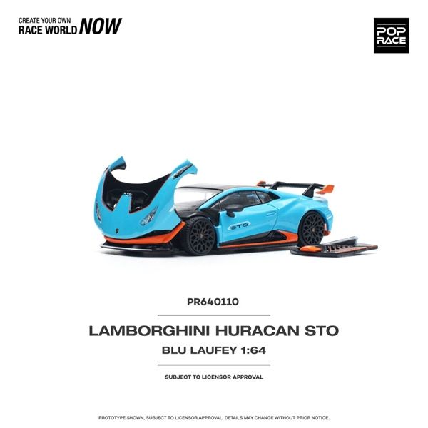 Mô hình xe Lamborghini Huracan STO Blu Laufey Arancio Xanto tỉ lệ 1:64 Poprace PR640110