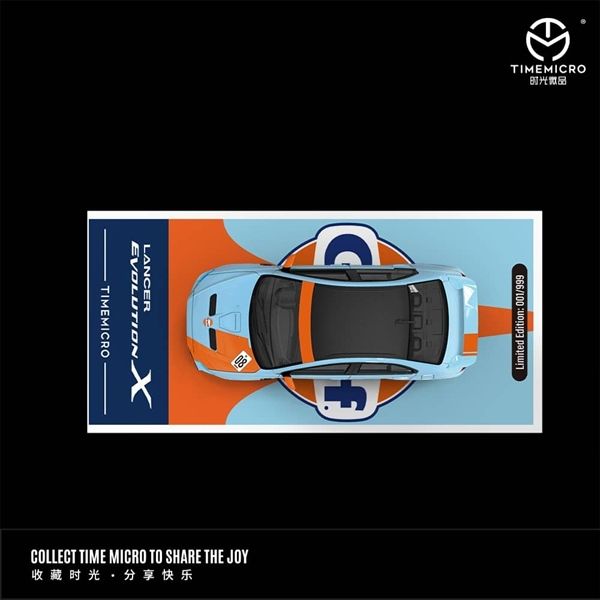 Mô hình xe Mitsubishi Lancer Evolution 10 Gulf tỉ lệ 1:64 Time micro TM643122