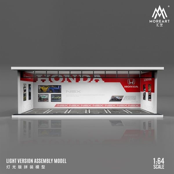 Hộp trưng bày mica mô phỏng showroom Honda - có đèn kích thước 30x13.3x10cm tỉ lệ 1:64 MoreArt MO914031