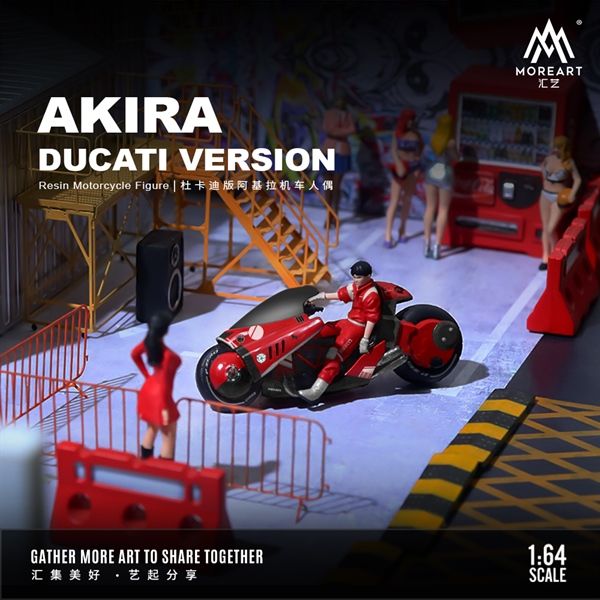 Mô hình set nhân vật figure Akira lái xe mô tô tỉ lệ 1:64 MoreArt MO222037