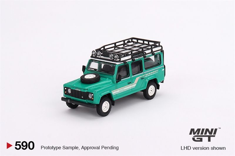Mô hình xe Land Rover Defender 110 1985 County Station Wagon Trident Green tỉ lệ 1:64 MiniGT