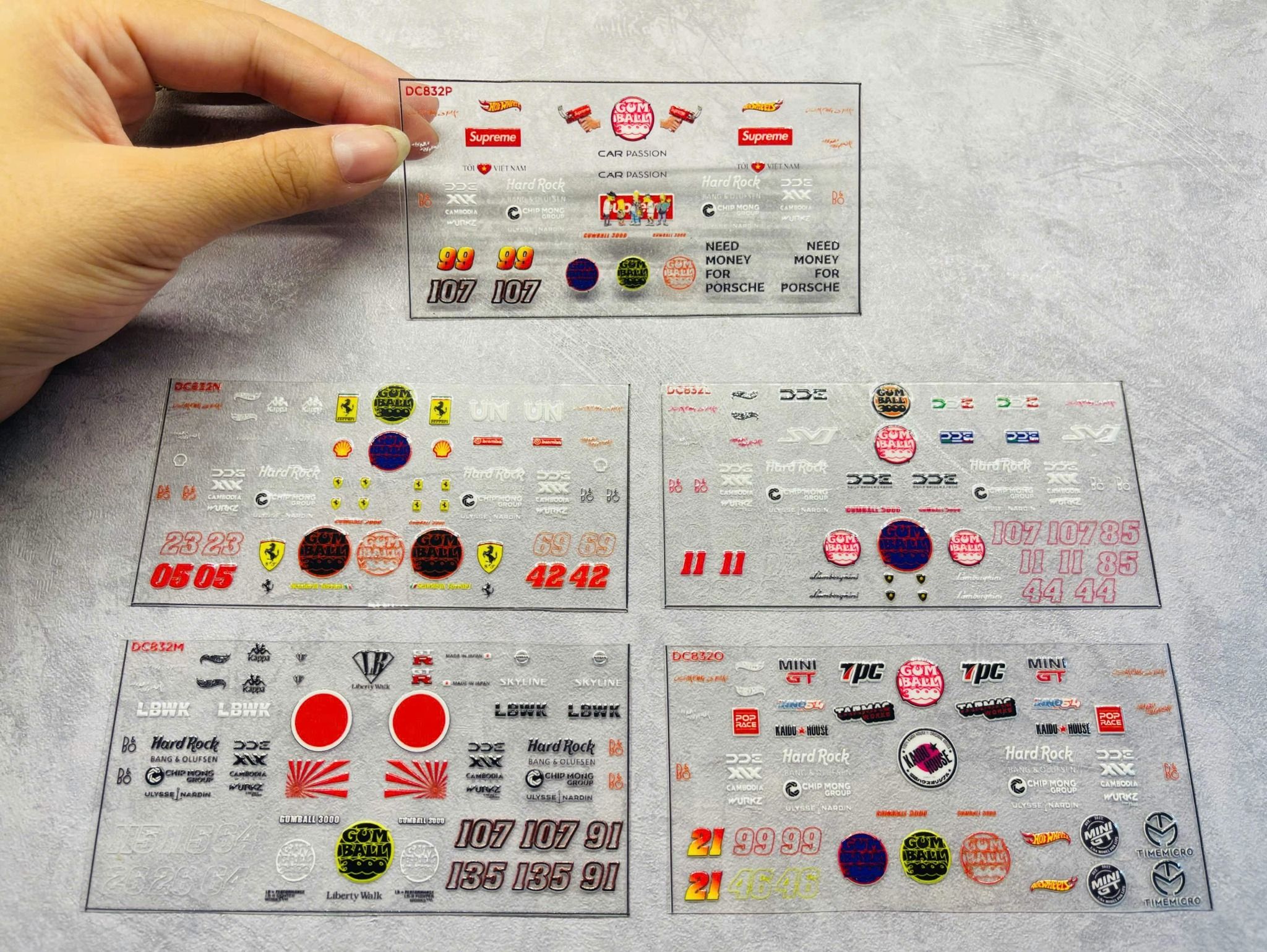 Decal UV sự kiện Gumball 3000 cho mô hình ô tô tỉ lệ 1:64 dán tất cả nền màu Autono1 DC832