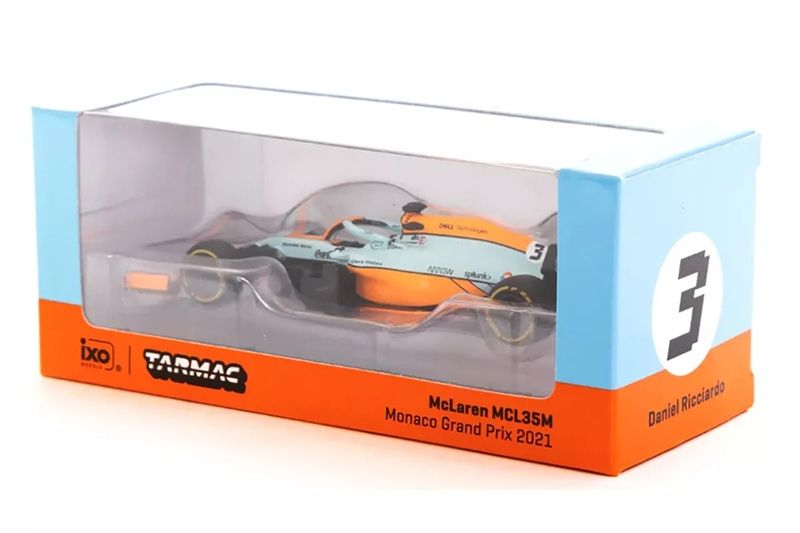 Mô hình xe F1 McLaren MCL35M Monaco Grand Prix 2021 Daniel Ricciardo tỉ lệ 1:64 Tarmac Works T64G-F040-DR1