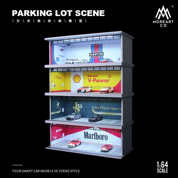 Hộp trưng bày mica mô phỏng bãi đỗ xe MARTINI kích thước 30x13.3x10cm tỉ lệ 1:64 MoreArt MO914013