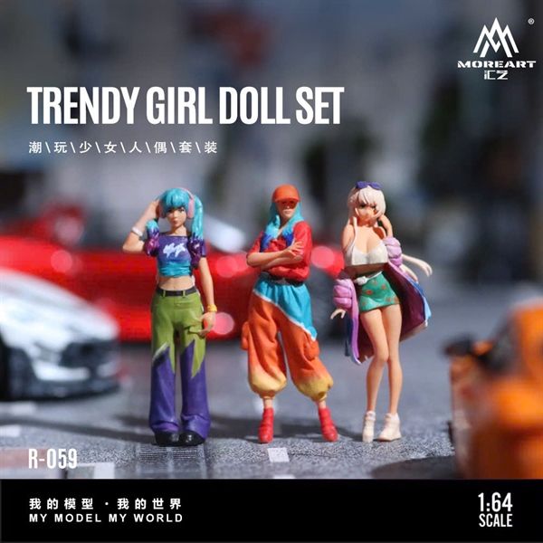Mô hình set nhân vật 3 cô gái Trendy Girl doll set resin tỉ lệ 1:64 MoreArt MO223059