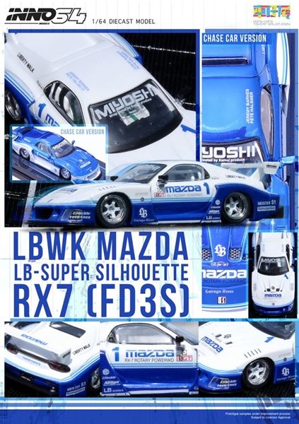Mô hình xe Mazda RX7 (FD3S) LB-Super Silhouette Hong Kong Toy Car Salon 2024 tỉ lệ 1:64 Inno64 model