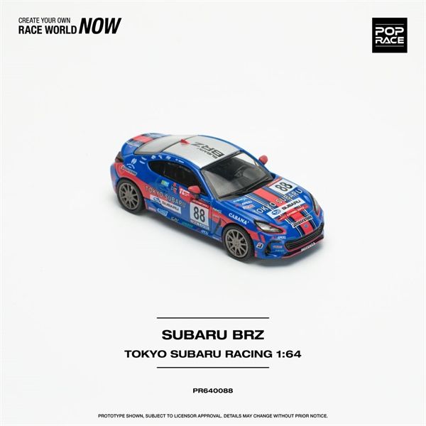 Mô hình xe Subaru BRZ Tokyo subaru racing #88 2024 tỉ lệ 1:64 Poprace PR640088
