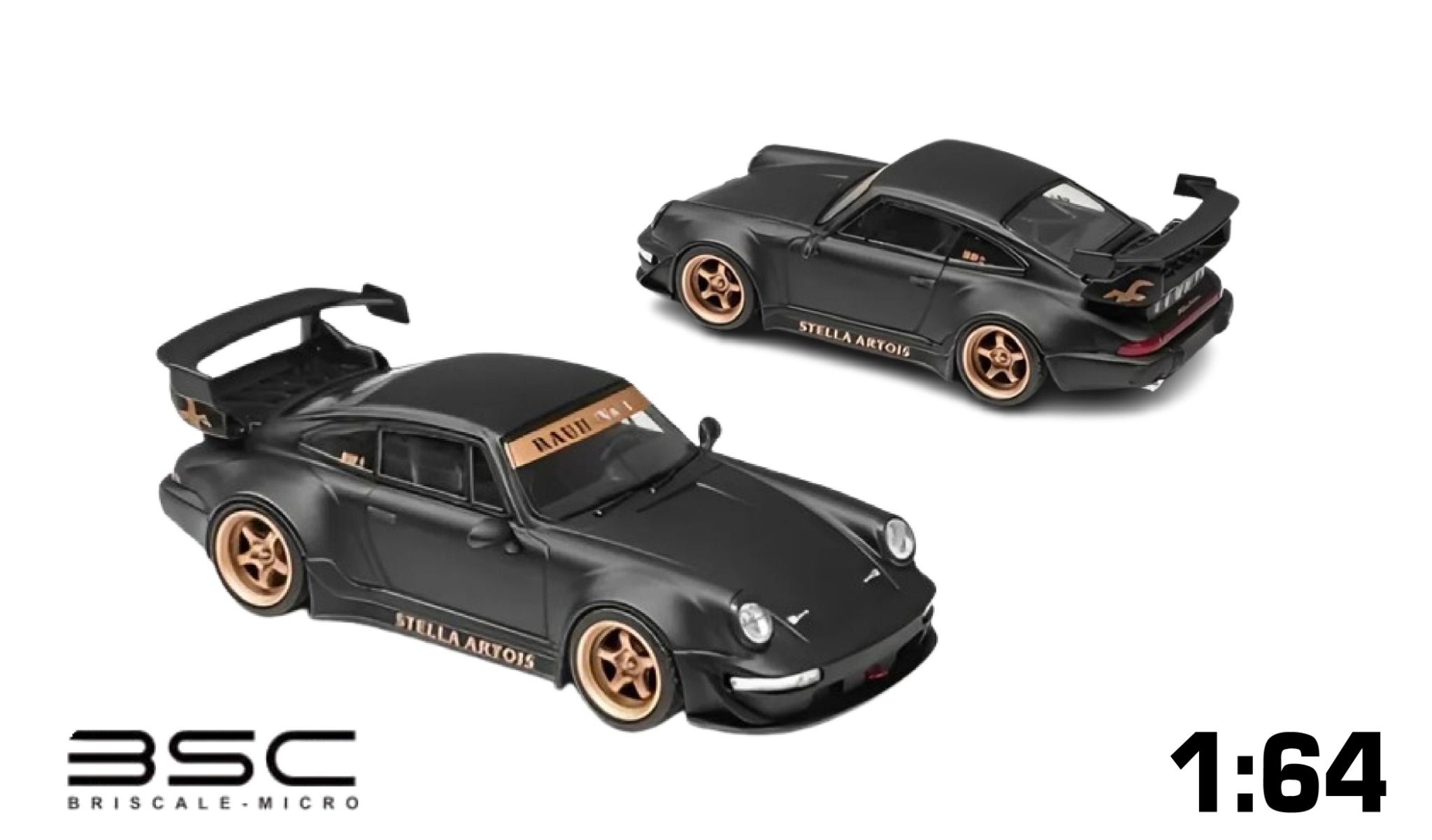 Mô hình xe Porsche Rauh Welt 964 RWB Matt black wide body limited edition 500pcs tỉ lệ 1:64 Decode BSC OT64252