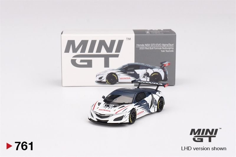 Mô hình xe Honda NSX GT3 EVO AlphaTauri Yuki Tsunoda 2023 Red Bull Formula Nurburgring tỉ lệ 1:64 MiniGT MGT00761