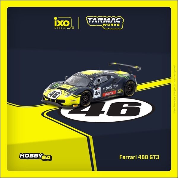 Mô hình xe Ferrari 488 GT3 Gulf 12 Hours 2019 tỉ lệ 1:64 Tarmac Works T64-072-19GUF46