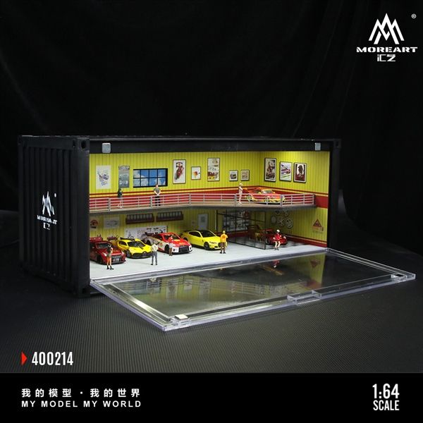 Hộp trưng bày container mô phỏng Repair shop scene F model có tầng - có đèn 38.7x16x16.5cm tỉ lệ 1:64 MoreArt MO400214