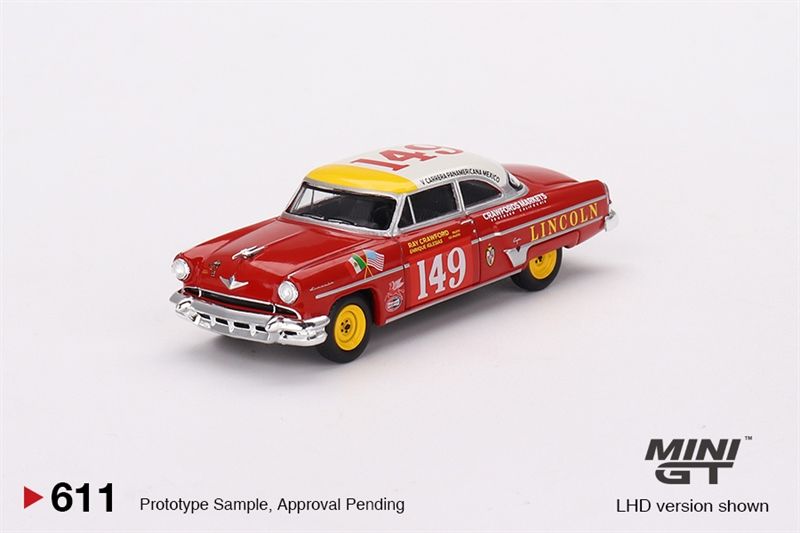 Mô hình xe ô tô Lincoln Capri 1954 Carrera Panamericana Class Winner #149 tỉ lệ 1:64 MiniGT