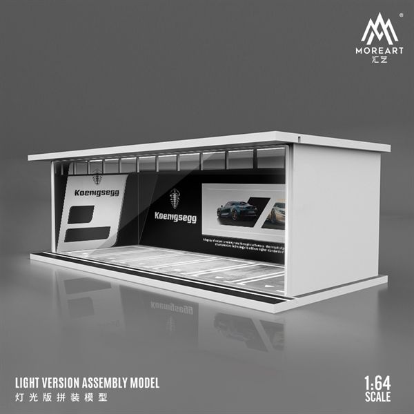 Hộp trưng bày mica mô phỏng showroom Koenigsegg - có đèn kích thước 30x13.3x10cm tỉ lệ 1:64 MoreArt MO644051