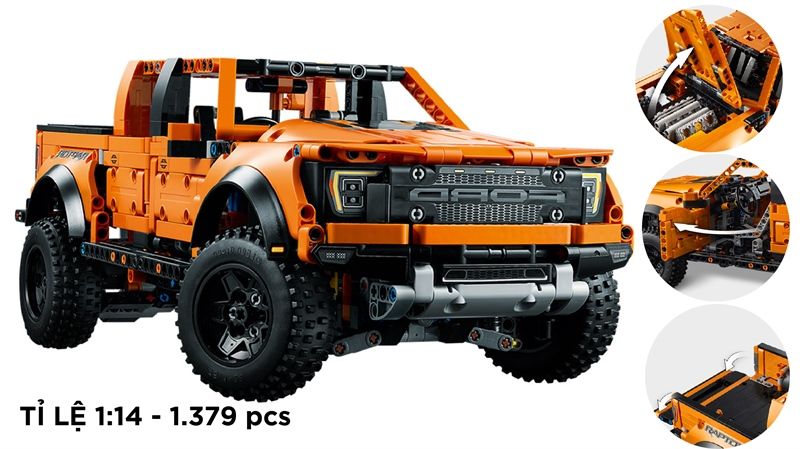 Mô hình xe ô tô lắp ghép Ford Raptor 2022 Technic 1379 pcs tỉ lệ 1:14 LG009