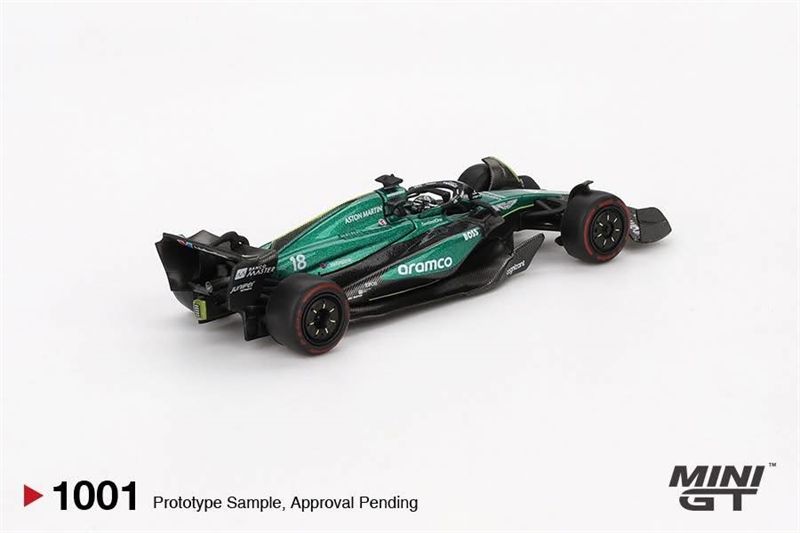 Mô hình xe Aston Martin AMR24 #18 Lance Stroll 2024 F1 2024 Bahrain GP card tỉ lệ 1:64 MiniGT MGT01001