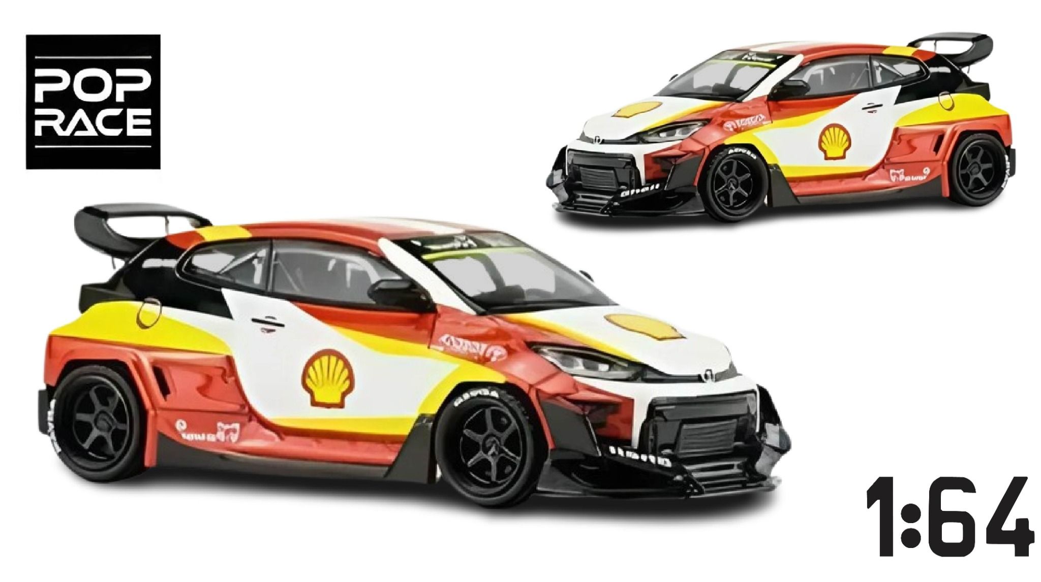 Mô hình xe Toyota Pandem GR Yaris Shell tỉ lệ 1:64 PopRace PR640039
