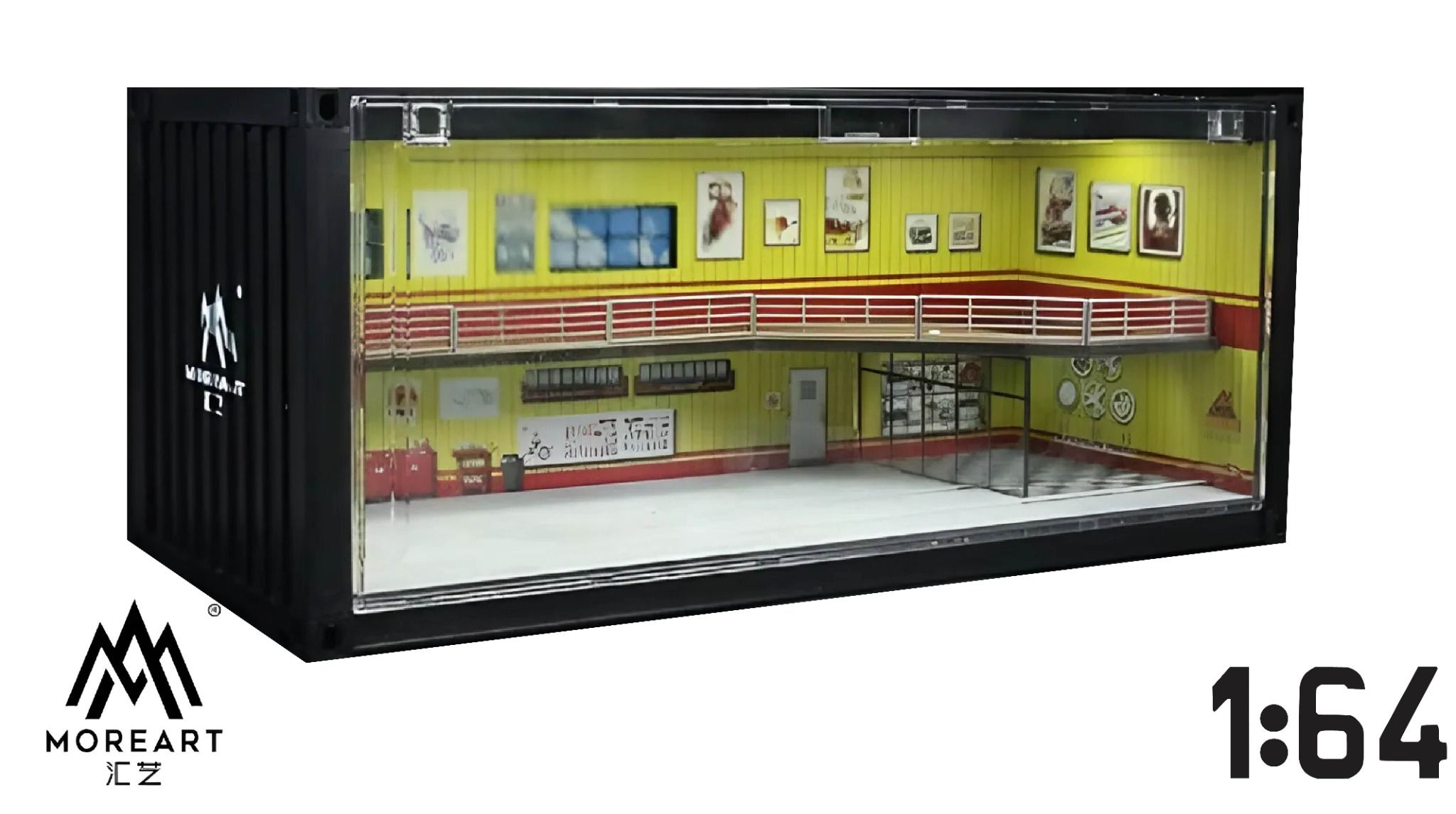 Hộp trưng bày container mô phỏng Repair shop scene F model có tầng - có đèn 38.7x16x16.5cm tỉ lệ 1:64 MoreArt MO400214