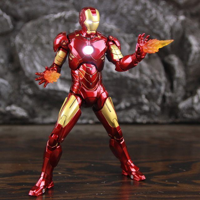  Mô hình nhân vật Marvel Iron man người sắt có đèn MK4 Mark IV Avengers SHF tỉ lệ 1:10 18CM ZD Toys FG263 