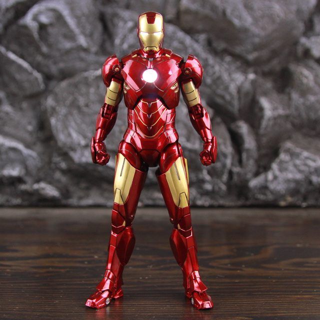  Mô hình nhân vật Marvel Iron man người sắt có đèn MK4 Mark IV Avengers SHF tỉ lệ 1:10 18CM ZD Toys FG263 