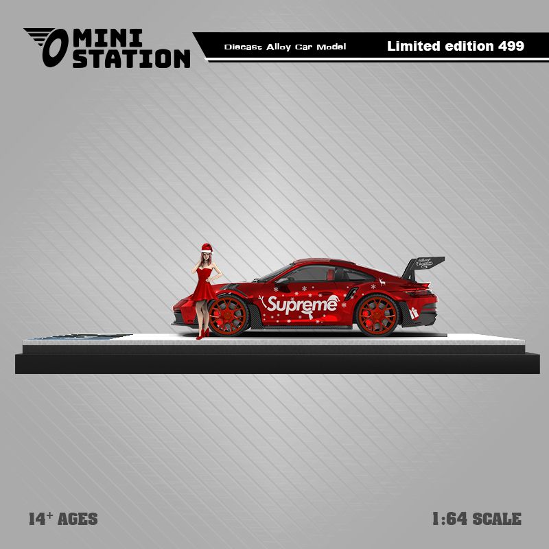 Mô hình xe Porsche 992 GT3 RS Merry Christmas Supreme giới hạn 499 chiếc tỉ lệ 1:64 Omini Station MS644628