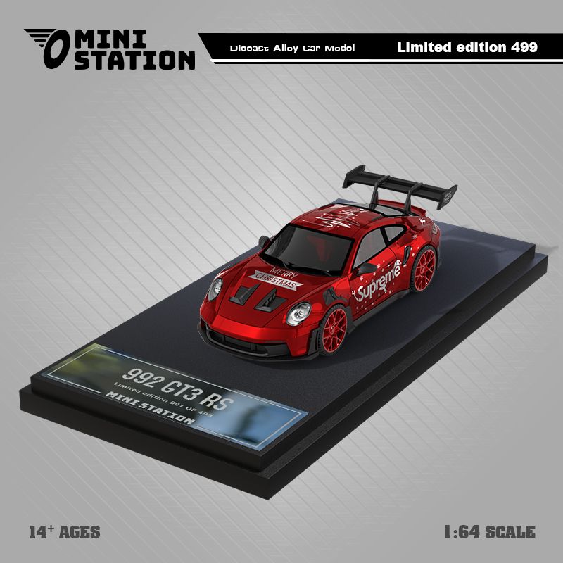 Mô hình xe Porsche 992 GT3 RS Merry Christmas Supreme giới hạn 499 chiếc tỉ lệ 1:64 Omini Station MS644628