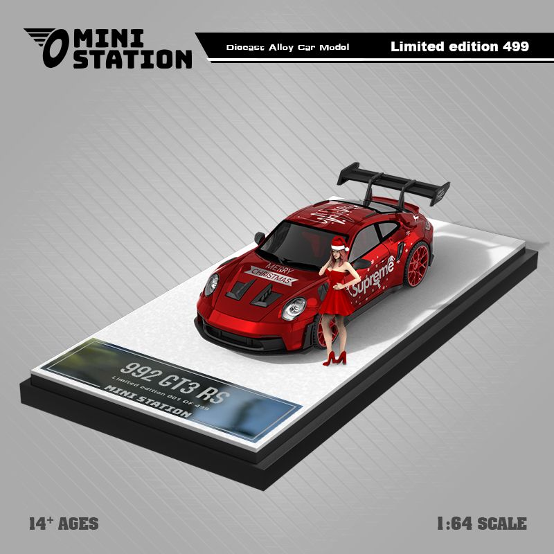 Mô hình xe Porsche 992 GT3 RS Merry Christmas Supreme giới hạn 499 chiếc tỉ lệ 1:64 Omini Station MS644628