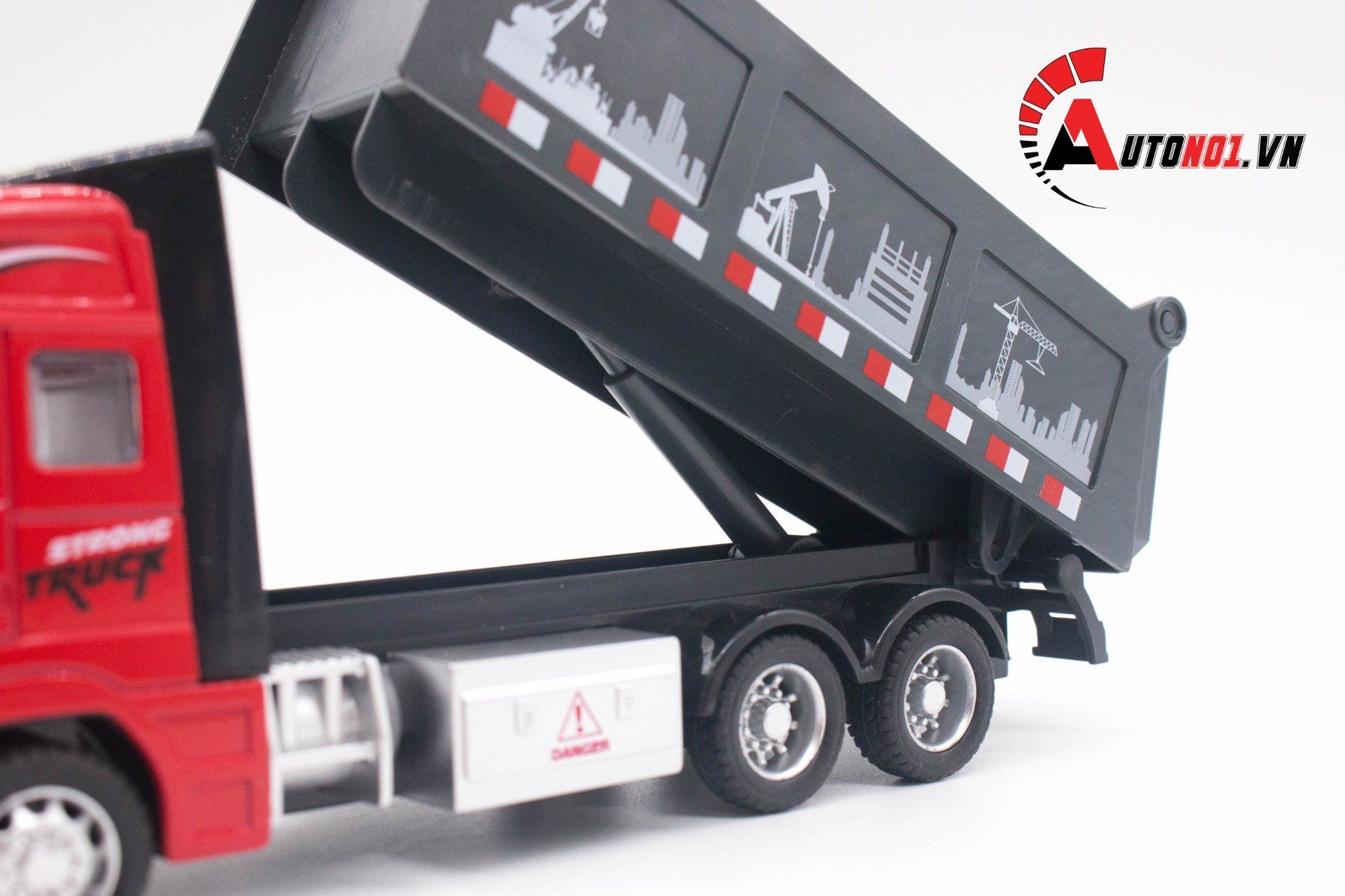 Mô hình xe ben chở cát , đá , than red 1:32 alloy