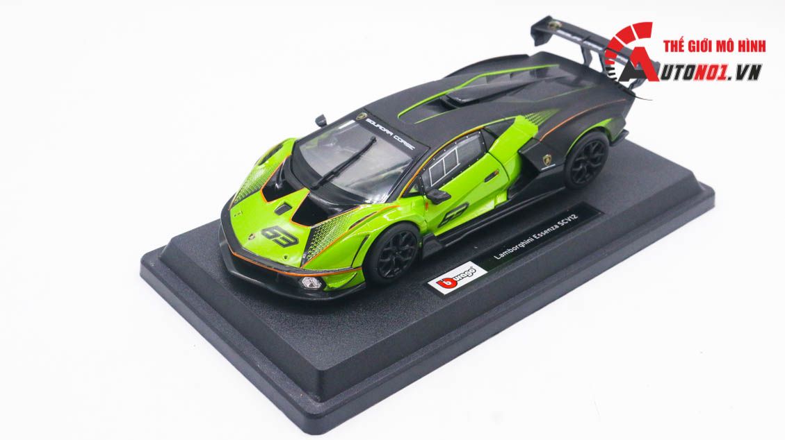 Mô hình xe Lamborghini Essenza SCV12 có bản quyền chính hãng, đánh lái được, mở được 2 cửa tỉ lệ 1:24 BBurago OT24006