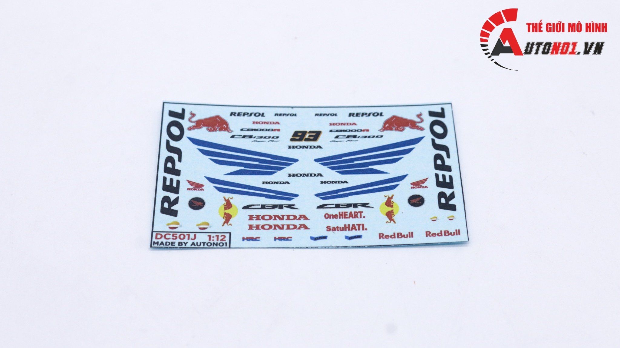  Decal nước độ Repsol - Redbull - cánh wing Honda CBR CB1300 dán mọi nền màu cho xe mô hình tỉ lệ 1:12 Autono1 DC501J 