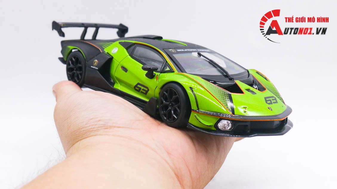 Mô hình xe Lamborghini Essenza SCV12 có bản quyền chính hãng, đánh lái được, mở được 2 cửa tỉ lệ 1:24 BBurago OT24006