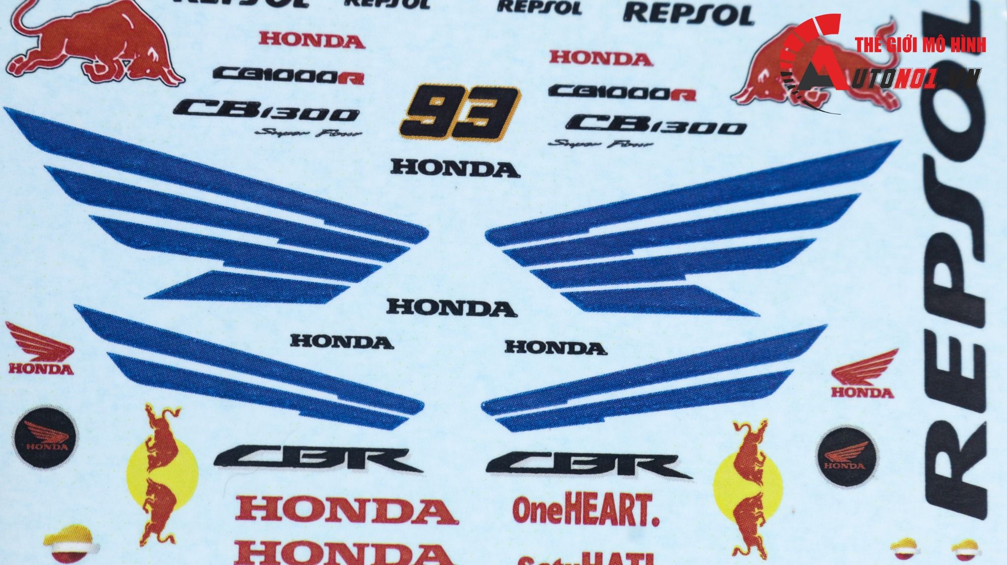  Decal nước độ Repsol - Redbull - cánh wing Honda CBR CB1300 dán mọi nền màu cho xe mô hình tỉ lệ 1:12 Autono1 DC501J 