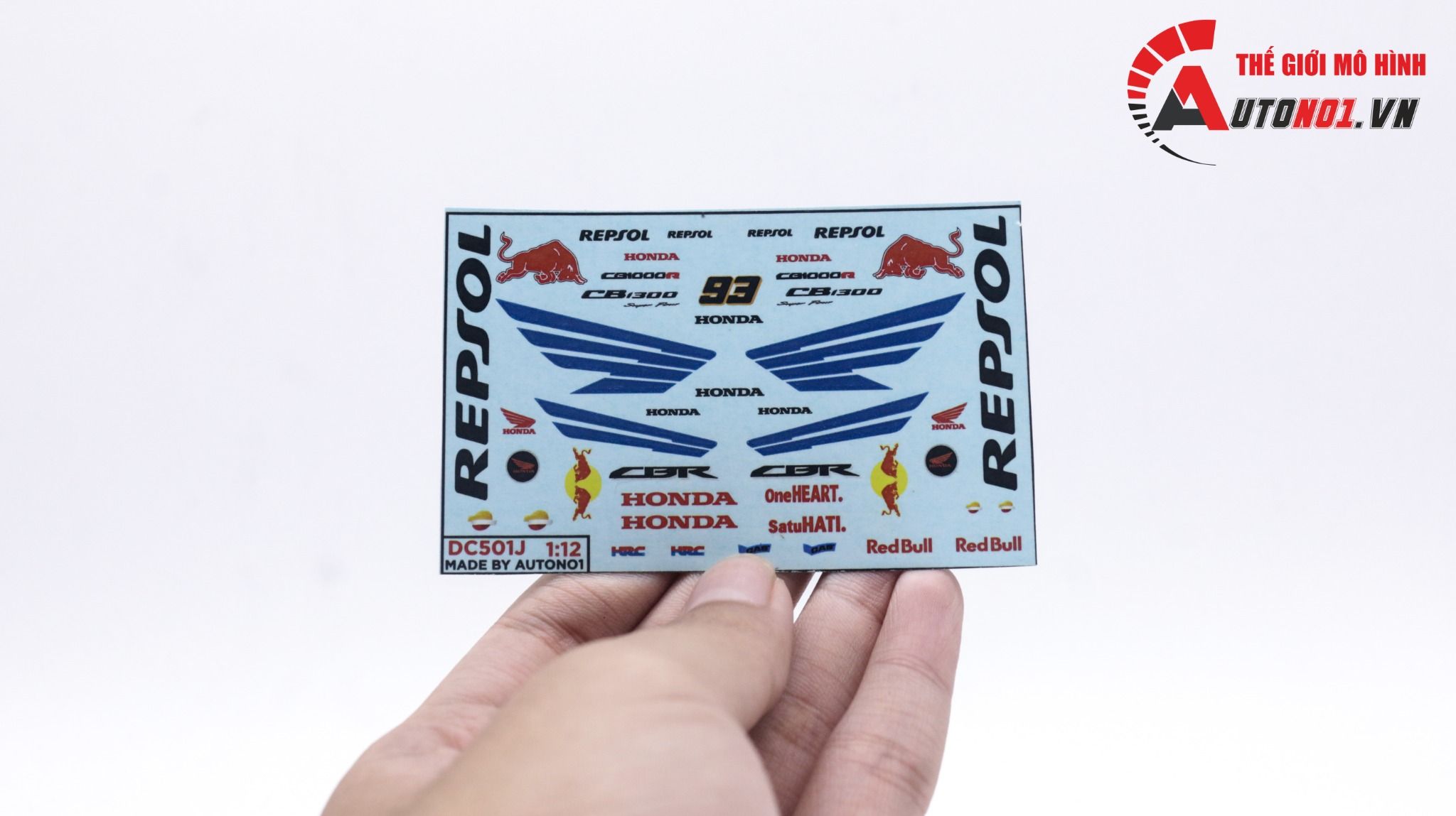  Decal nước độ Repsol - Redbull - cánh wing Honda CBR CB1300 dán mọi nền màu cho xe mô hình tỉ lệ 1:12 Autono1 DC501J 