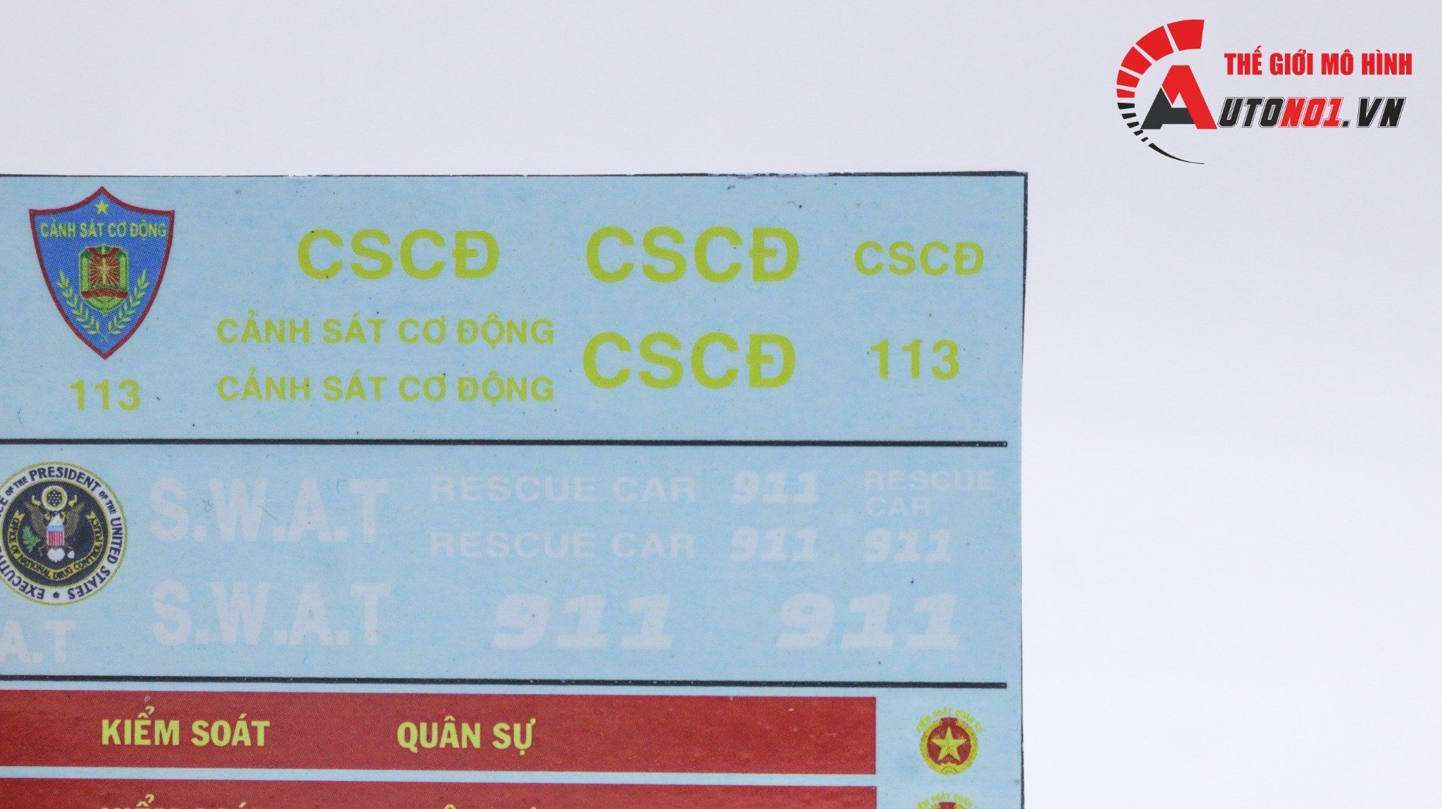  Decal nước cho xe chuyên dụng CSCĐ-SWAT-KSQS dán mọi nền màu cho xe mô hình tỉ lệ 1:32 DC705 