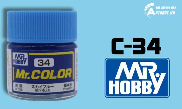  Lacquer c34 sky blue sơn mô hình xanh da trời 10ml Mr.Hobby C34 