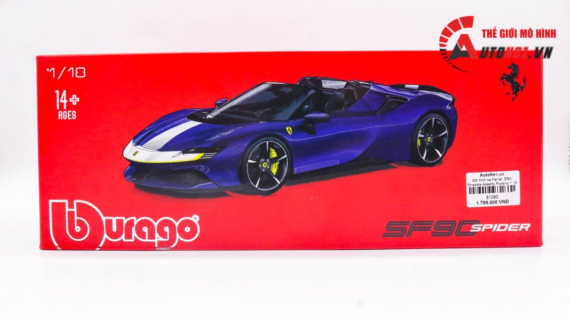 Mô hình xe Ferrari Sf90 Stradale Assetto Fiorano 1:18 Bburago 8129