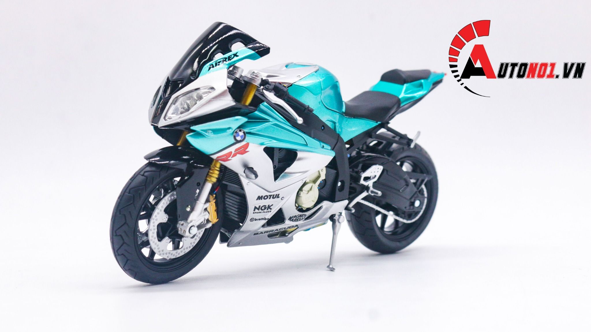  Mô hình xe độ BMW S1000RR green metallic độ pô 1:12 Autono1 Joycity D022F 