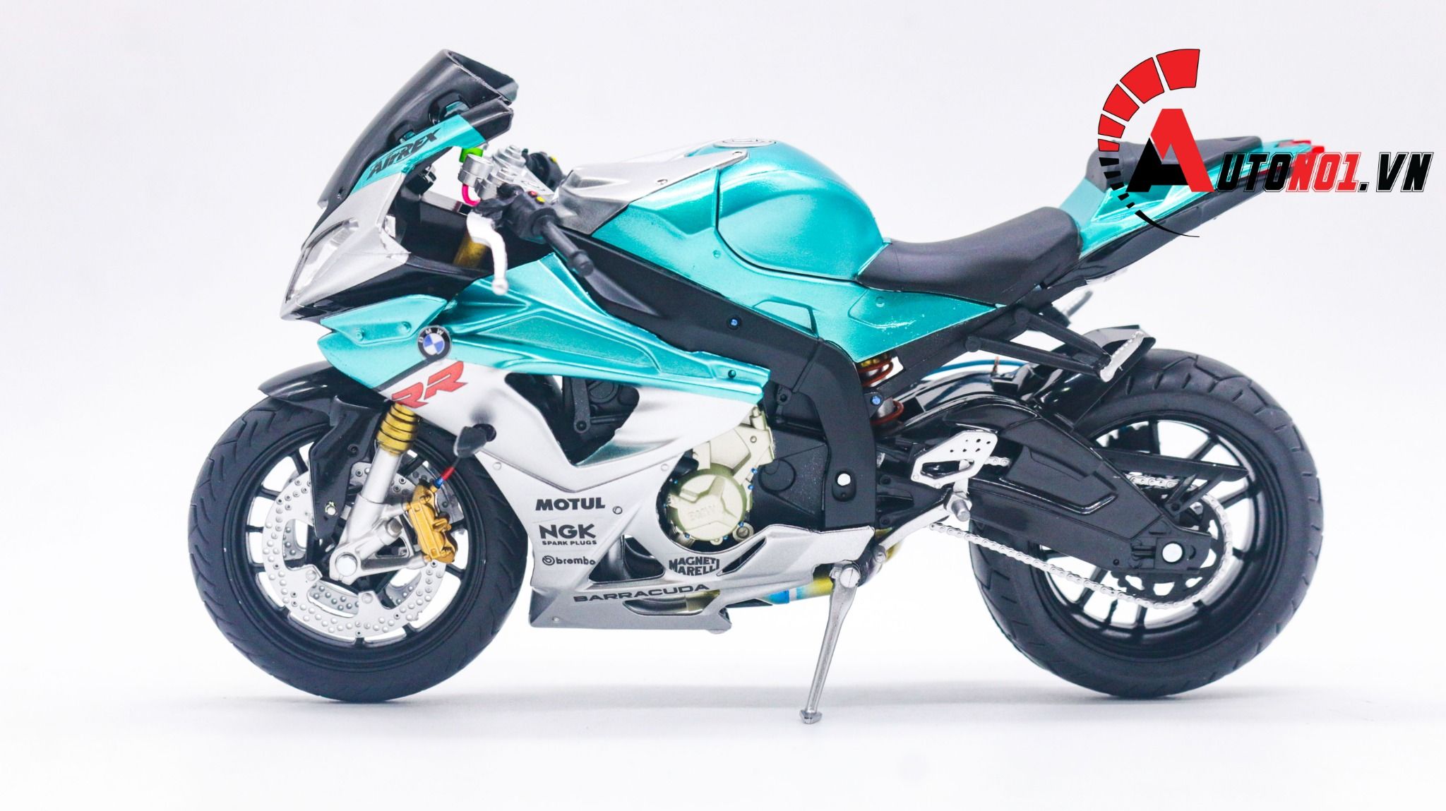  Mô hình xe độ BMW S1000RR green metallic độ pô 1:12 Autono1 Joycity D022F 