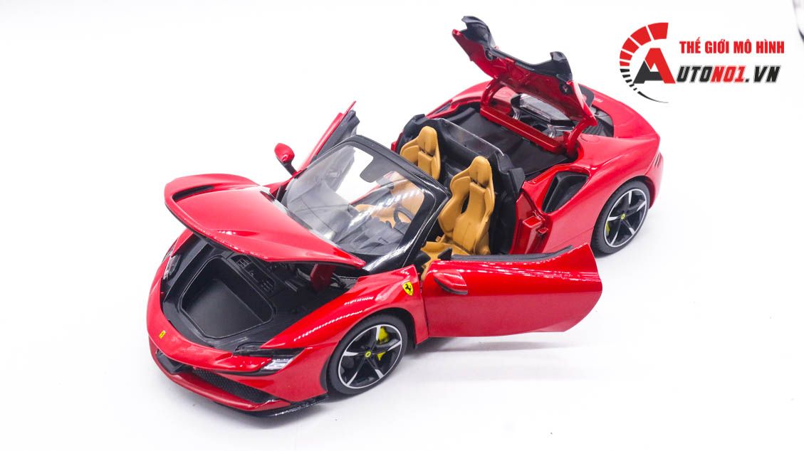  Mô hình xe Ferrari SF90 Spider open top tỉ lệ 1:18 Bburago 8118 