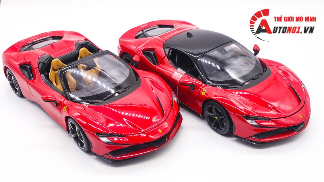  Mô hình xe Ferrari SF90 Spider open top tỉ lệ 1:18 Bburago 8118 