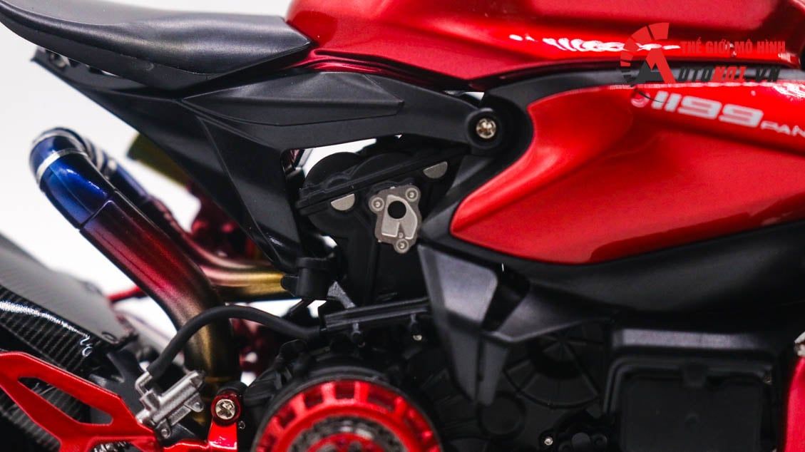  Mô hình xe cao cấp Ducati 1199 Panigale Cafe Racer Grey Red cao cấp nồi khô ghi đông mâm căm dĩa kim loại 1:12 Tamiya D201 